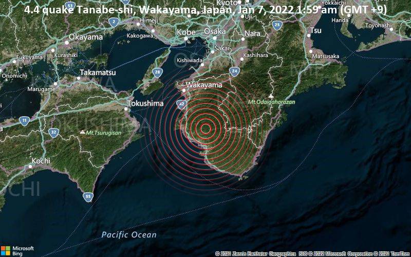 4.4 quake Tanabe-shi, Wakayama, Japan, Jan 7, 2022 1:59 am (GMT +9)
