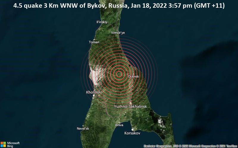 4.5 quake 3 Km WNW of Bykov, Russia, Jan 18, 2022 3:57 pm (GMT +11)