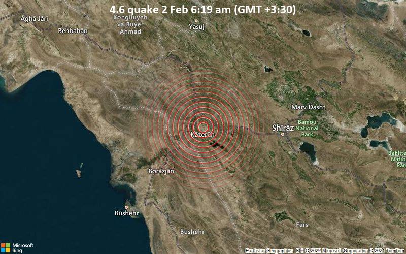 4.6 quake 2 Feb 6:19 am (GMT +3:30)