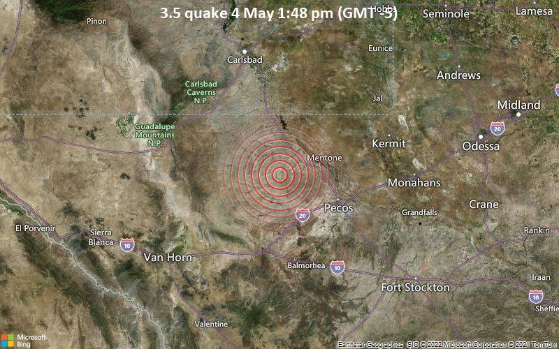Small Magnitude 3.5 Earthquake 30 Miles Northwest of Pecos, Texas