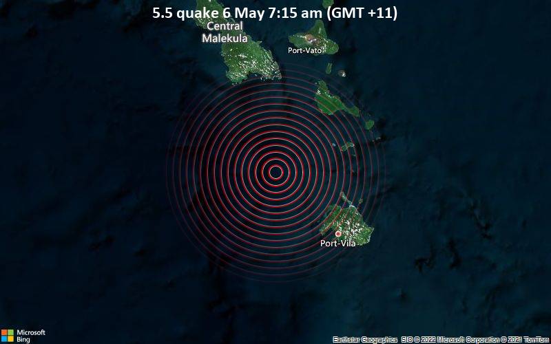5.5 quake 6 May 7:15 am (GMT +11)