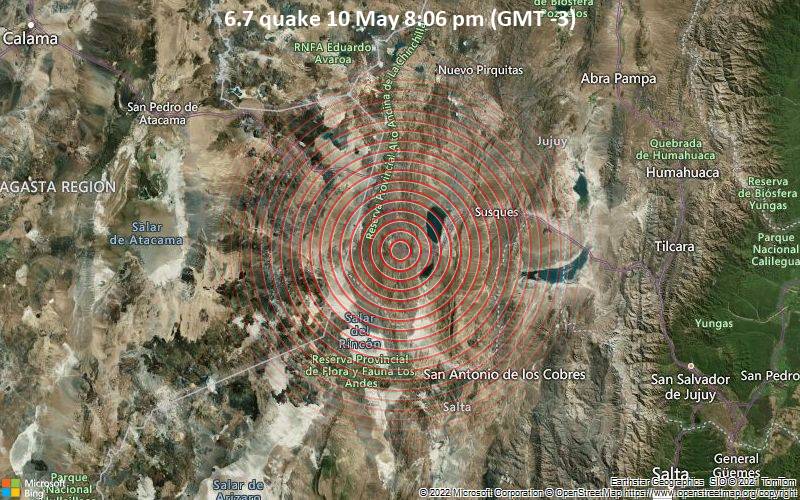 6.7 quake 10 May 8:06 pm (GMT -3)