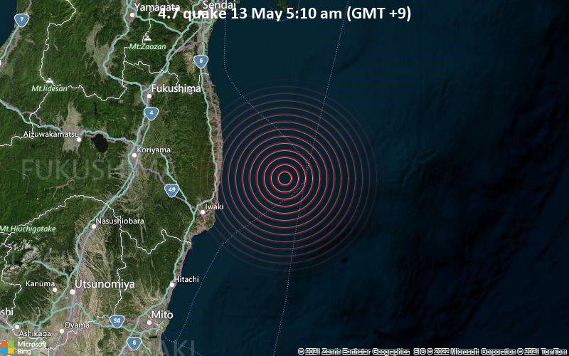 4.7 quake 13 May 5:10 am (GMT +9)