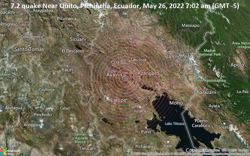 Major Magnitude 7 2 Earthquake 30 Km East Of Ayaviri Puno Peru On Thursday May 26 22 At 7 02 Am Gmt 5 247 User Experience Reports