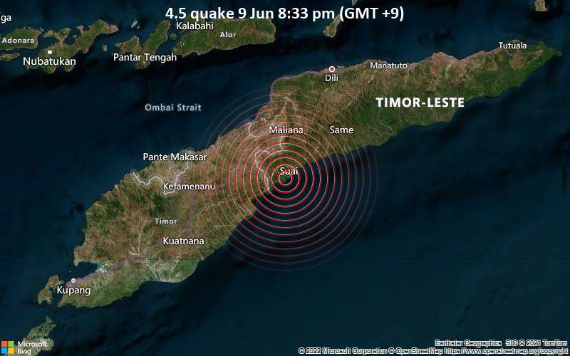4.5 quake 9 Jun 8:33 pm (GMT +9)