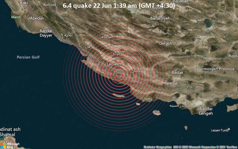 6.4 quake 22 Jun 1:39 am (GMT +4:30)