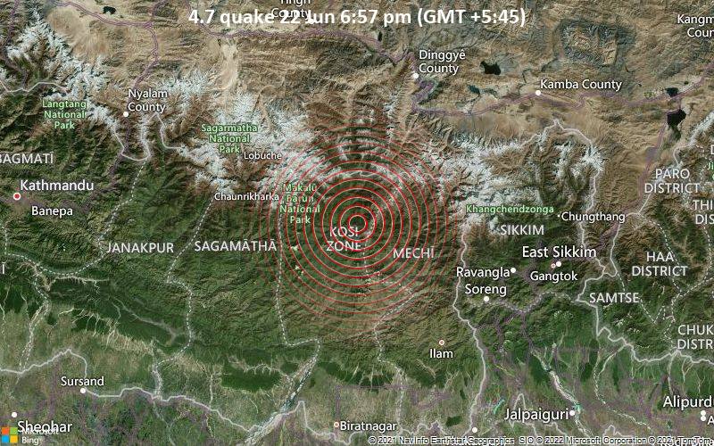 4.7 quake 22 Jun 6:57 pm (GMT +5:45)