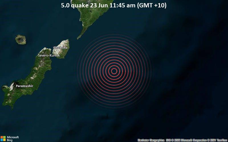 5.0 quake 23 Jun 11:45 am (GMT +10)