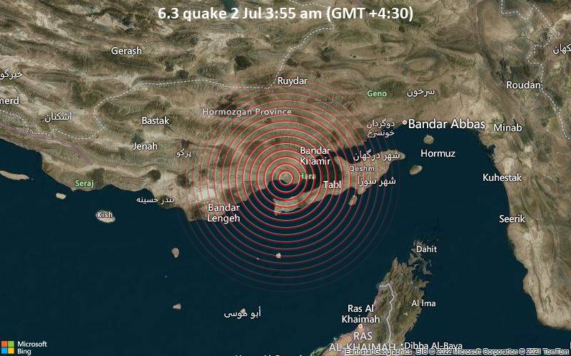 6.3 quake 2 Jul 3:55 am (GMT +4:30)