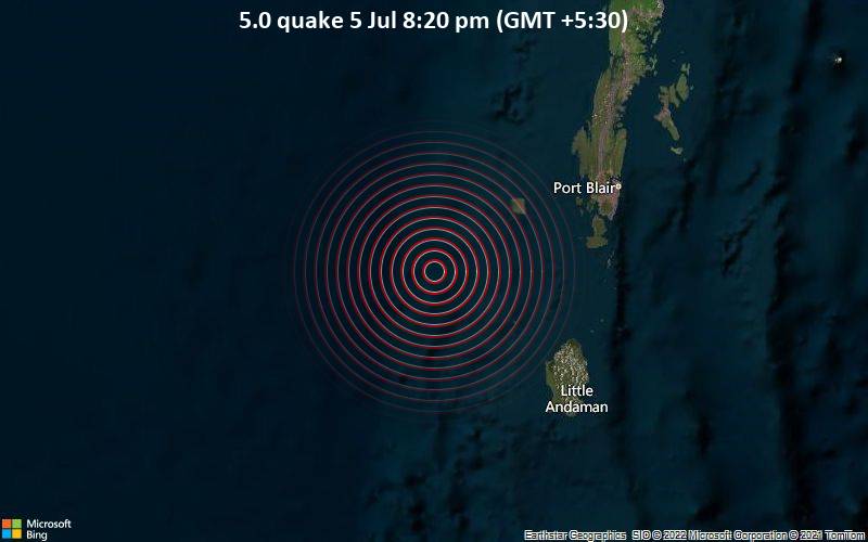 5.0 quake 5 Jul 8:20 pm (GMT +5:30)