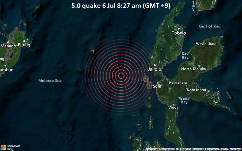 5.0 quake 6 Jul 8:27 am (GMT +9)