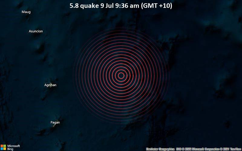 5.8 quake 9 Jul 9:36 am (GMT +10)