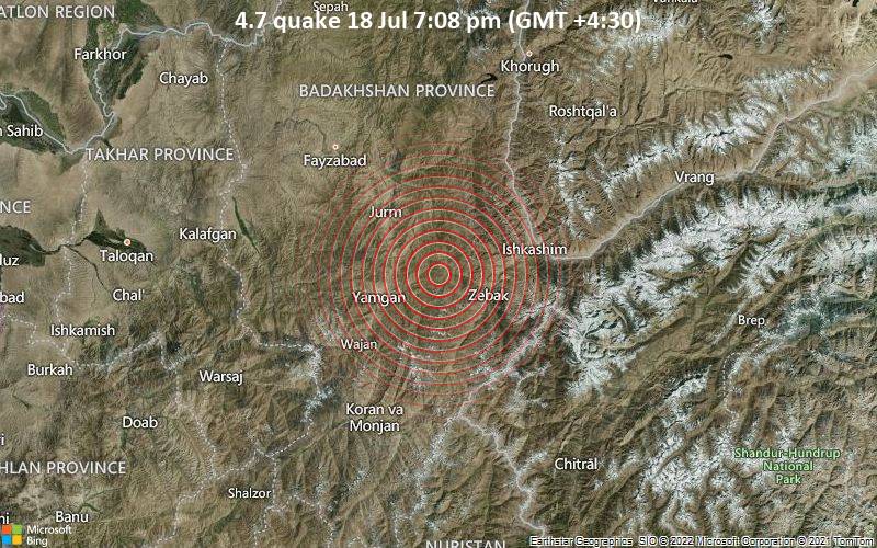 4.7 quake 18 Jul 7:08 pm (GMT +4:30)