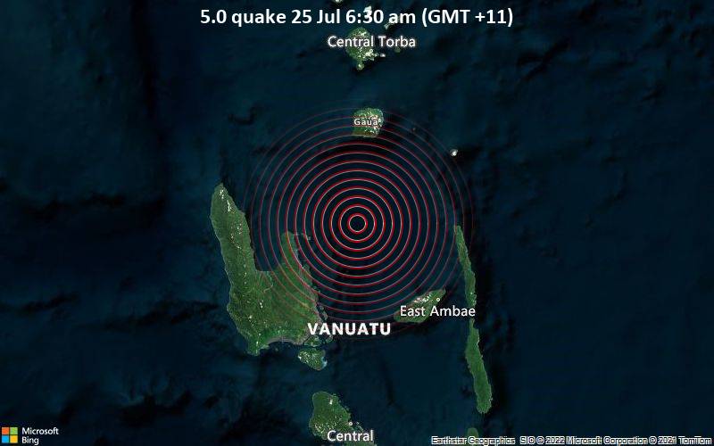 5.0 quake 25 Jul 6:30 am (GMT +11)