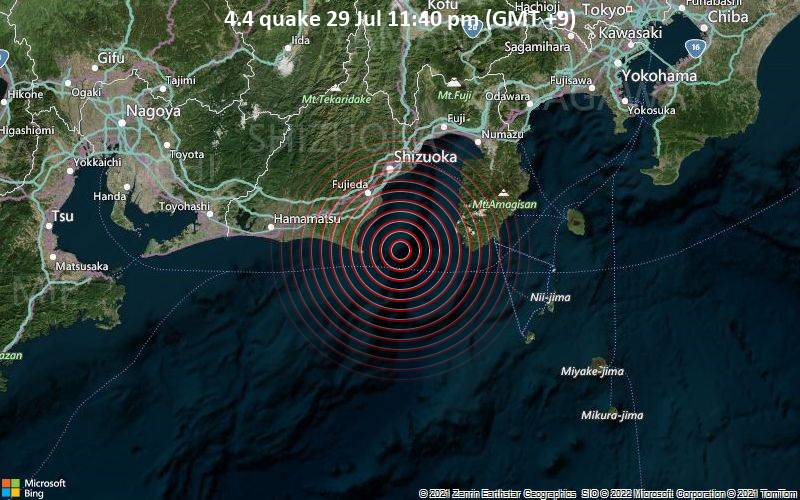 4.4 quake 29 Jul 11:40 pm (GMT +9)