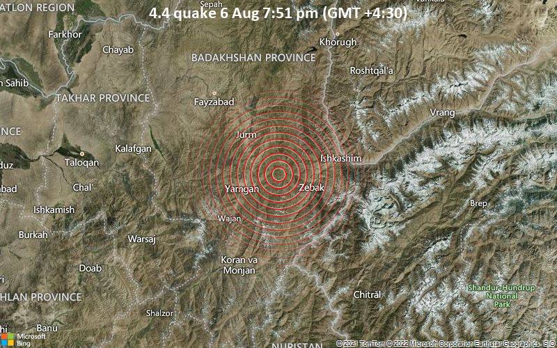4.4 quake 6 Aug 7:51 pm (GMT +4:30)