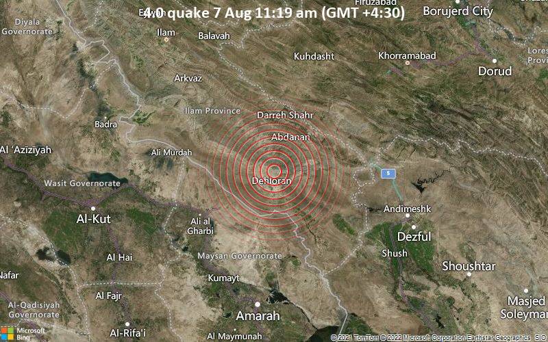 4.0 quake 7 Aug 11:19 am (GMT +4:30)