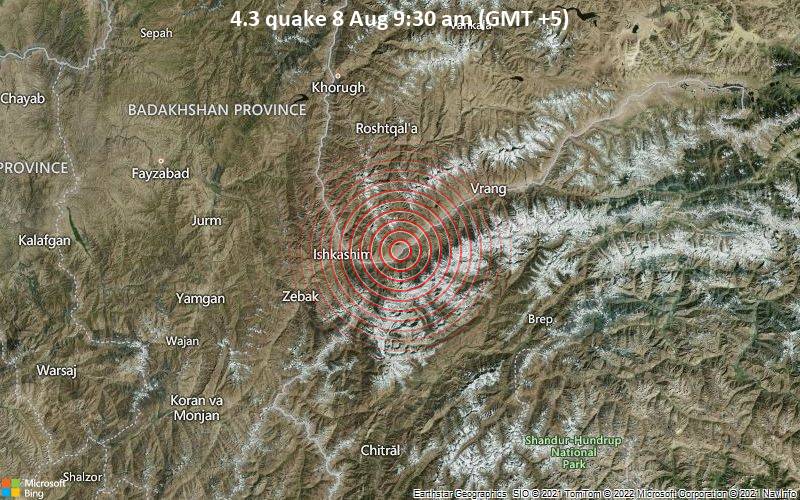 4.3 quake 8 Aug 9:30 am (GMT +5)