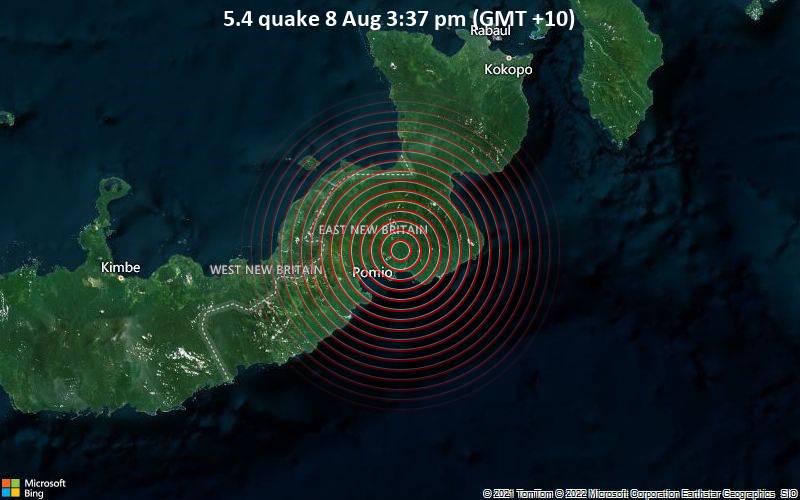 5.4 quake 8 Aug 3:37 pm (GMT +10)