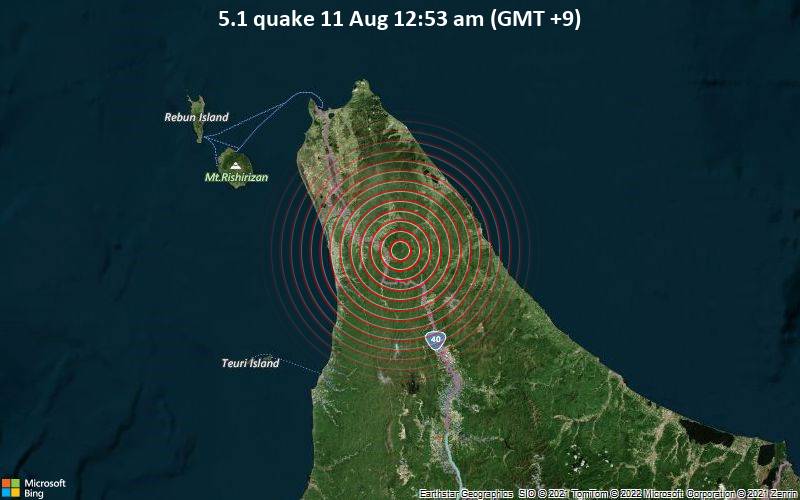 5.1 quake 11 Aug 12:53 am (GMT +9)
