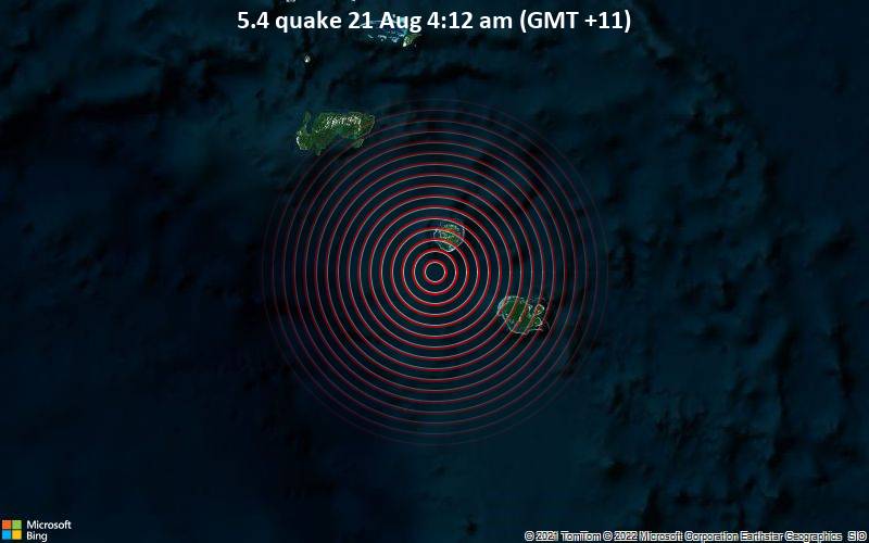 5.4 quake 21 Aug 4:12 am (GMT +11)