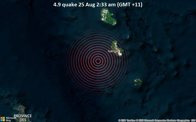 4.9 quake 25 Aug 2:33 am (GMT +11)