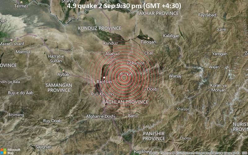 4.9 quake 2 Sep 9:30 pm (GMT +4:30)