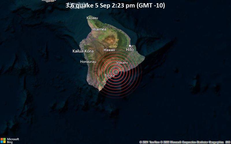 3.6 quake 5 Sep 2:23 pm (GMT -10)
