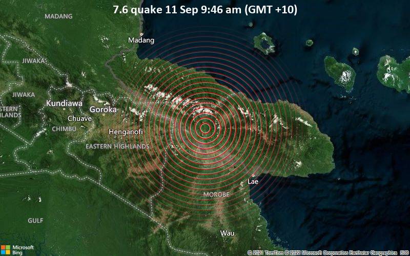 7.6 quake 11 Sep 9:46 am (GMT +10)