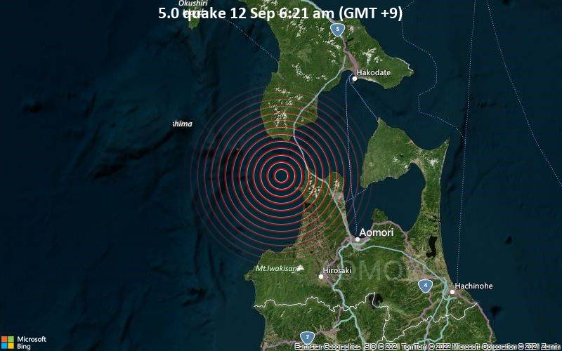 5.0 quake 12 Sep 6:21 am (GMT +9)