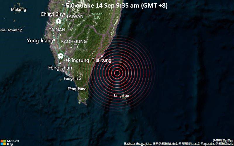 5.0 quake 14 Sep 9:35 am (GMT +8)