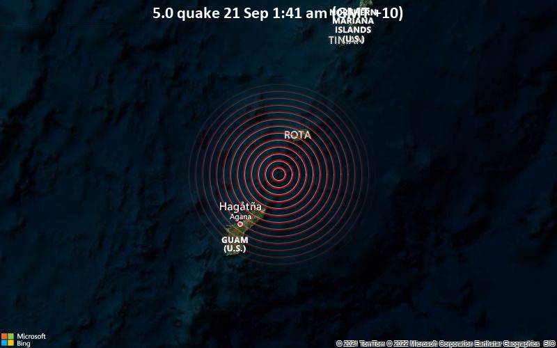 5.0 quake 21 Sep 1:41 am (GMT +10)