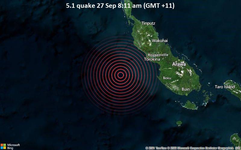 5.1 quake 27 Sep 8:11 am (GMT +11)