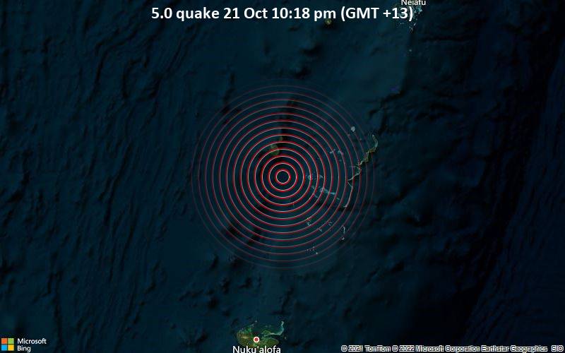 5.0 quake 21 Oct 10:18 pm (GMT +13)