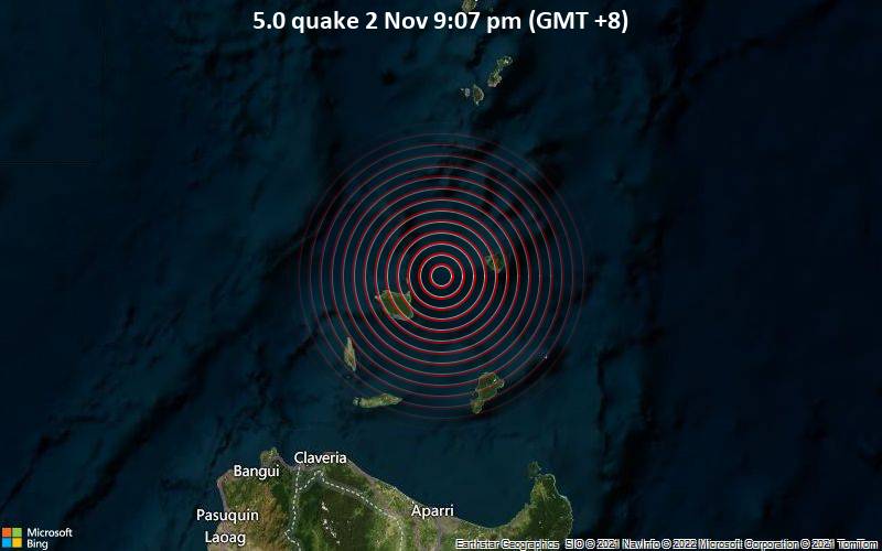 5.0 quake 2 Nov 9:07 pm (GMT +8)