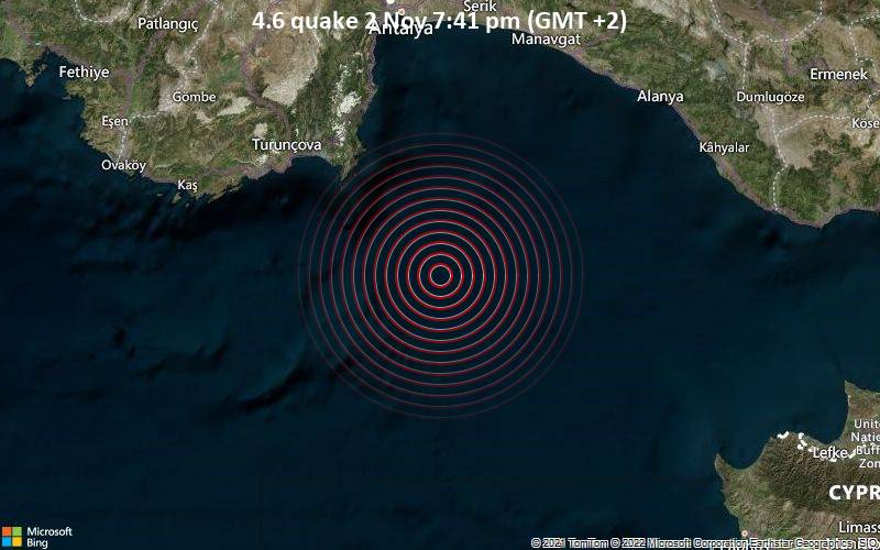 4.6 quake 2 Nov 7:41 pm (GMT +2)