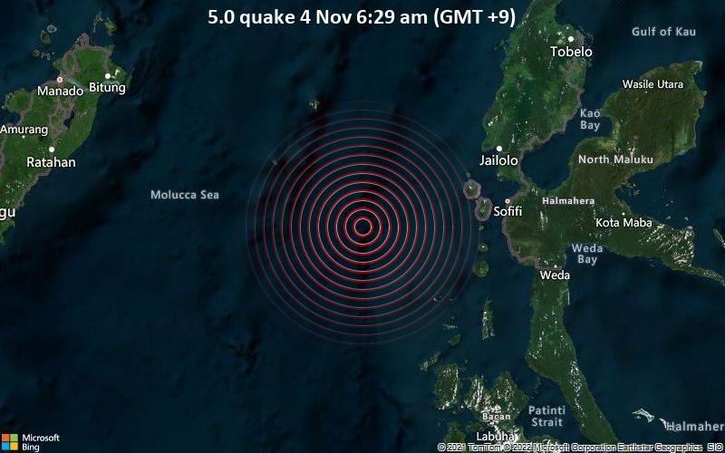 5.0 quake 4 Nov 6:29 am (GMT +9)