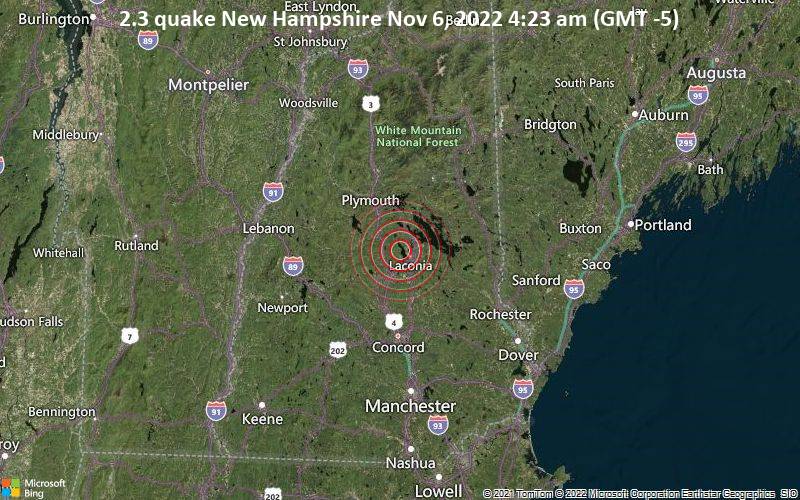 2.3 quake New Hampshire Nov 6, 2022 4:23 am (GMT -5)