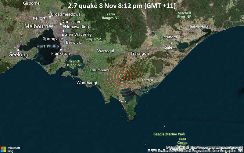 2.7 quake 8 Nov 8:12 pm (GMT +11)