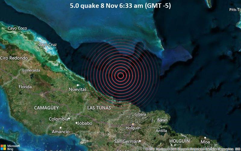 5.0 quake 8 Nov 6:33 am (GMT -5)