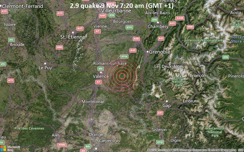 2.9 quake 9 Nov 7:20 am (GMT +1)