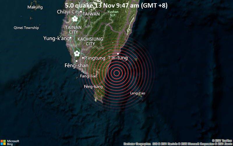 5.0 quake 13 Nov 9:47 am (GMT +8)