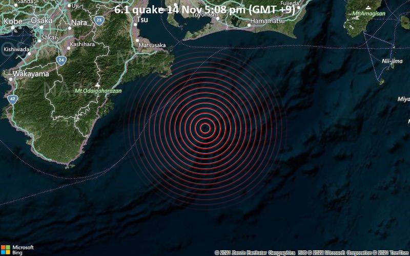 6.1 quake 14 Nov 5:08 pm (GMT +9)