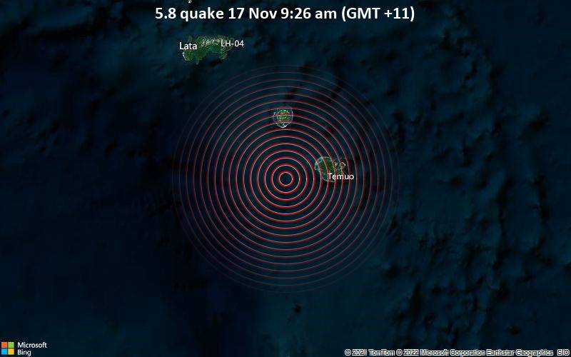 5.8 quake 17 Nov 9:26 am (GMT +11)