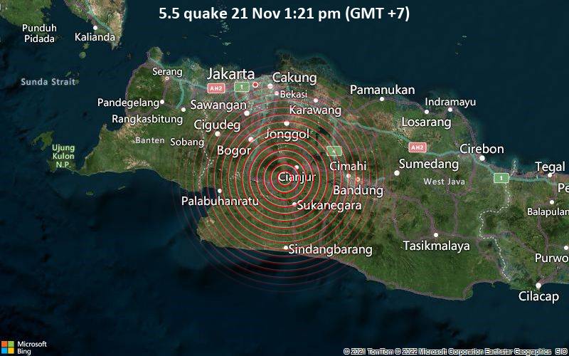 Epicenter of Monday's magnitude 5.6 quake in western Java