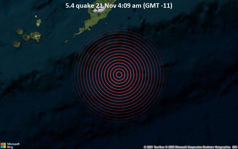 5.4 quake 21 Nov 4:09 am (GMT -11)