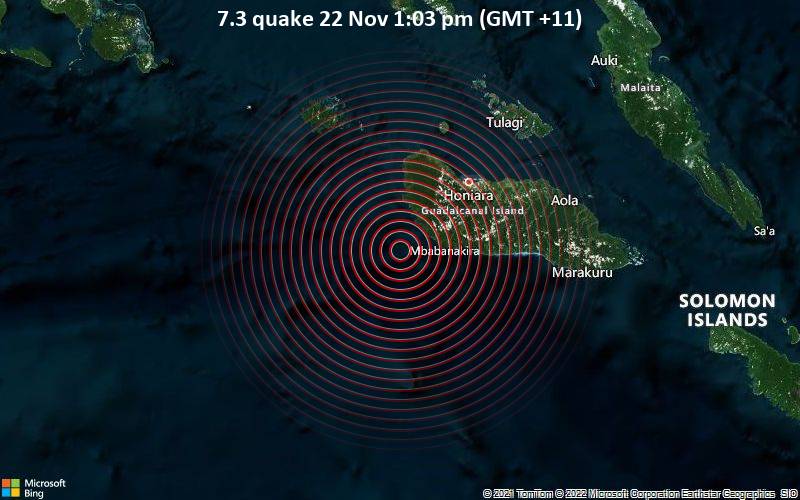 7.3 quake 22 Nov 1:03 pm (GMT +11)
