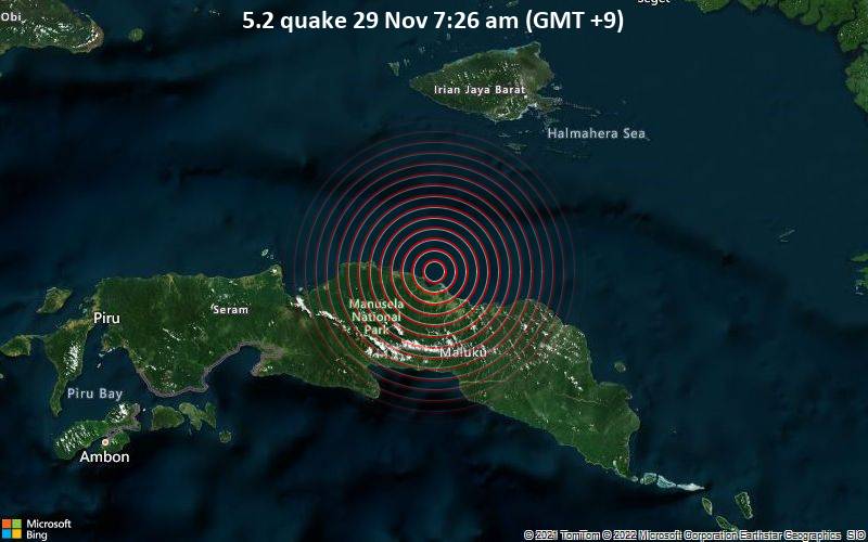 5.2 quake 29 Nov 7:26 am (GMT +9)