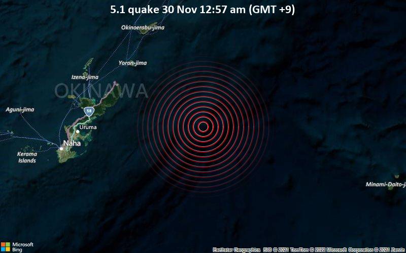 5.1 quake 30 Nov 12:57 am (GMT +9)