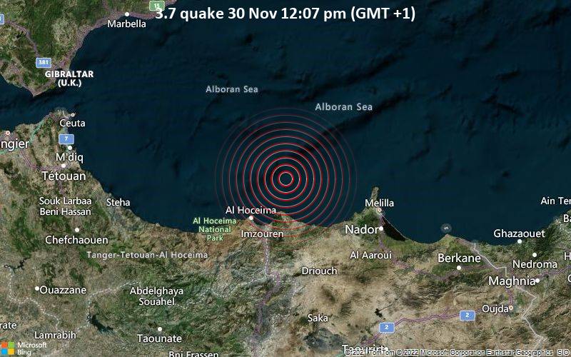 3.7 quake 30 Nov 12:07 pm (GMT +1)